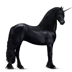unicórnio de passeio frísio preto