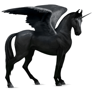 unicórnio de passeio alado cavalo quarto de milha preto