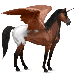 unicórnio de passeio alado paint horse tobiano castanho cereja